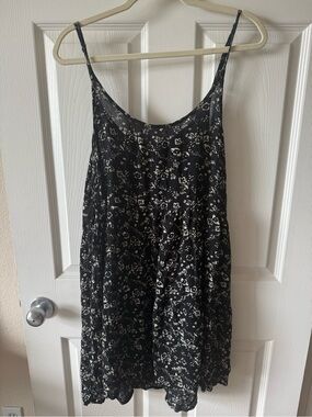 Lagaci Black and White Floral Slip Dress